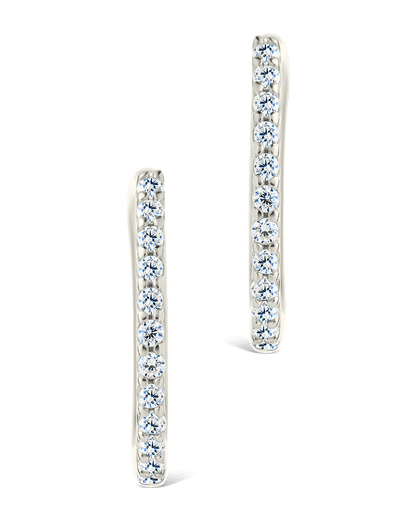 Sterling Silver Pave CZ Micro Hoops