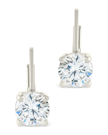 Sterling Silver Round Cut French Clip Earrings
