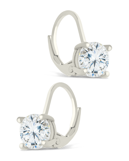 Sterling Silver Round Cut French Clip Earrings