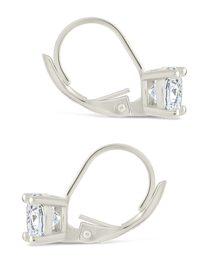 Sterling Silver Round Cut French Clip Earrings