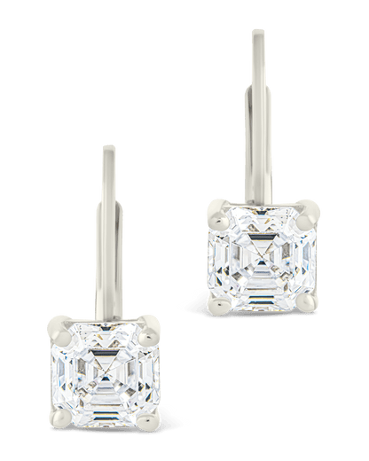 Sterling Silver Princess Cut French Clip Earrings