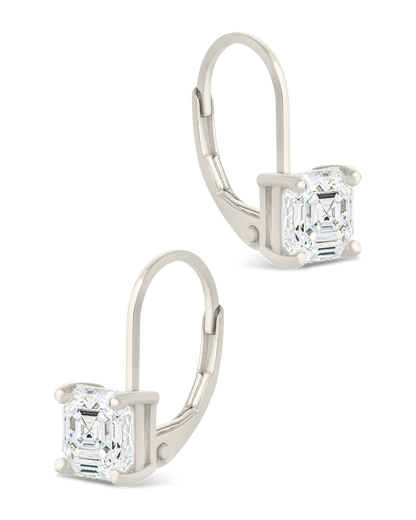 Sterling Silver Princess Cut French Clip Earrings
