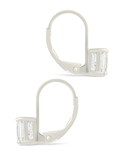 Sterling Silver Princess Cut French Clip Earrings