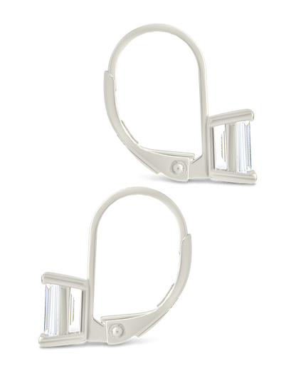 Sterling Silver Emerald Cut French Clip Earrings