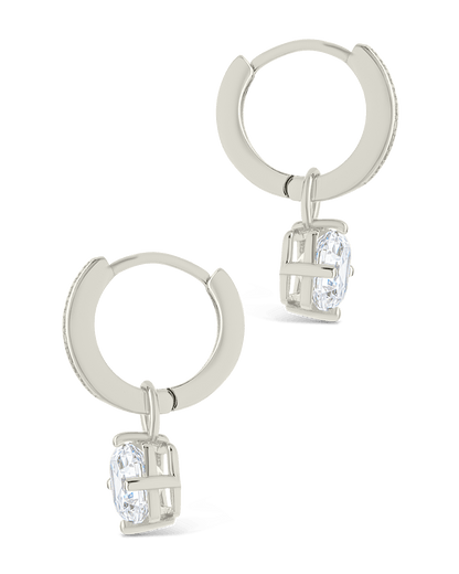 Sterling Silver Augusta Asscher Cut CZ Dangle Micro Hoops