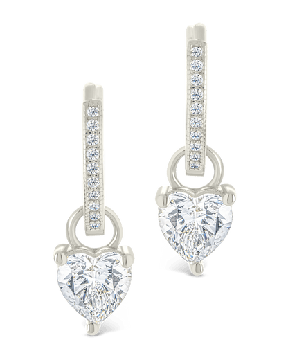 Sterling Silver Eugenia Heart Cut CZ Dangle Micro Hoops