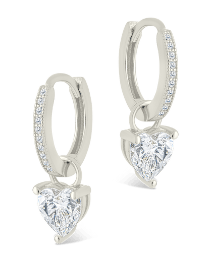 Sterling Silver Eugenia Heart Cut CZ Dangle Micro Hoops