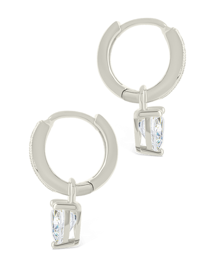 Sterling Silver Eugenia Heart Cut CZ Dangle Micro Hoops
