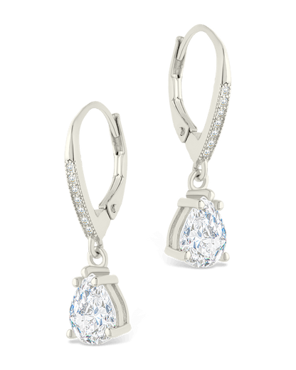 Sterling Silver Angelica Pear Cut CZ French Clip Earrings