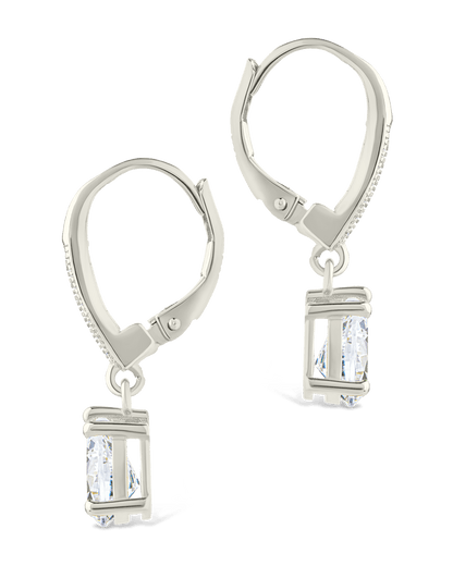 Sterling Silver Angelica Pear Cut CZ French Clip Earrings