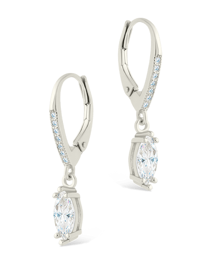 Sterling Silver Allegra Marquise Cut CZ French Clip Earrings