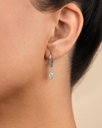 Sterling Silver Allegra Marquise Cut CZ French Clip Earrings