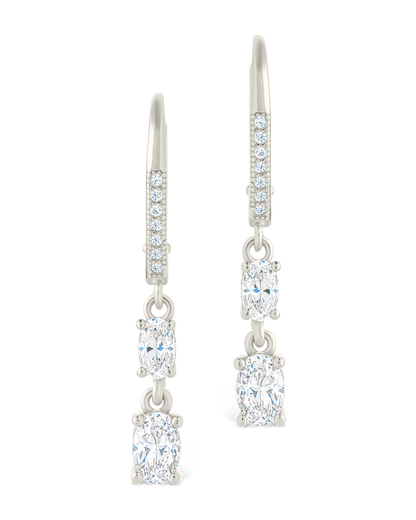 Sterling Silver Liesel Oval Cut CZ French Clip Earrings