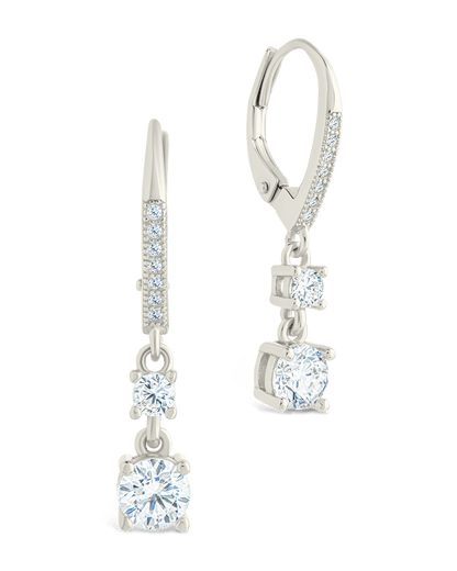 Sterling Silver Magdalena Brilliant Cut CZ French Clip Earrings