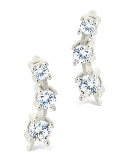 Sterling Silver Round Cut Mini Ear Crawlers