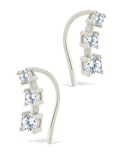 Sterling Silver Round Cut Mini Ear Crawlers