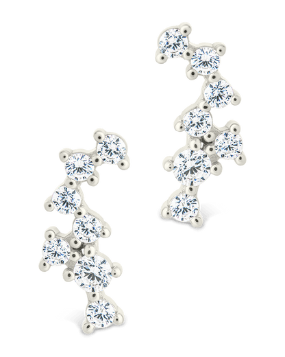 Sterling Silver Round Cut Cluster CZ Crawlers