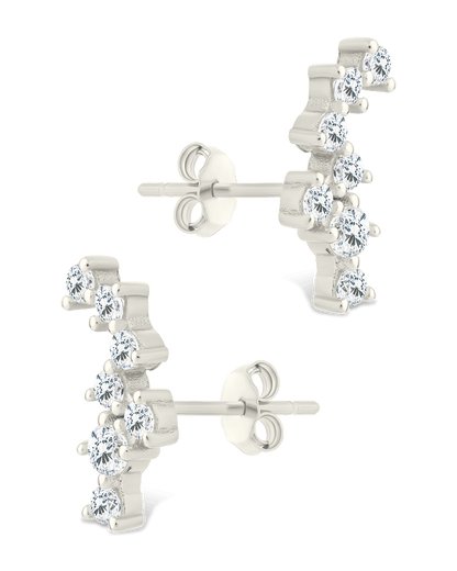 Sterling Silver Round Cut Cluster CZ Crawlers