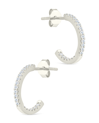 Sterling Silver Thin Bezel Statement Hoops