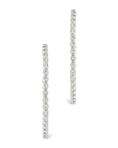 Sterling Silver Bezel Statement Bubble Hoops