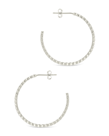 Sterling Silver Bezel Statement Bubble Hoops