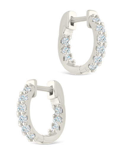 Sterling Silver Constance CZ Studded Statement Hoops