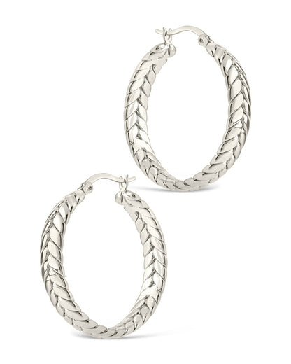 Double Row Herringbone Statement Hoop Earrings