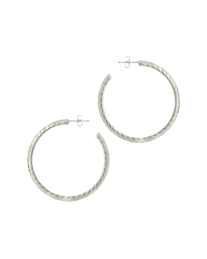 Everly Flat Herringbone Chain Hoop Earrings