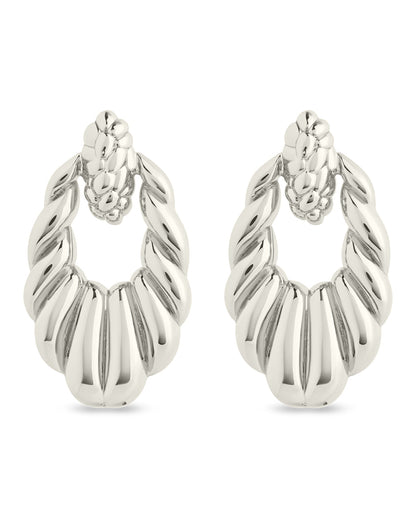 Enid Textured Door Knocker Stud Earrings