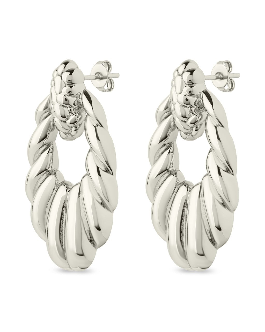 Enid Textured Door Knocker Stud Earrings