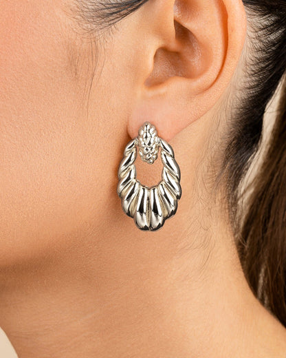 Enid Textured Door Knocker Stud Earrings