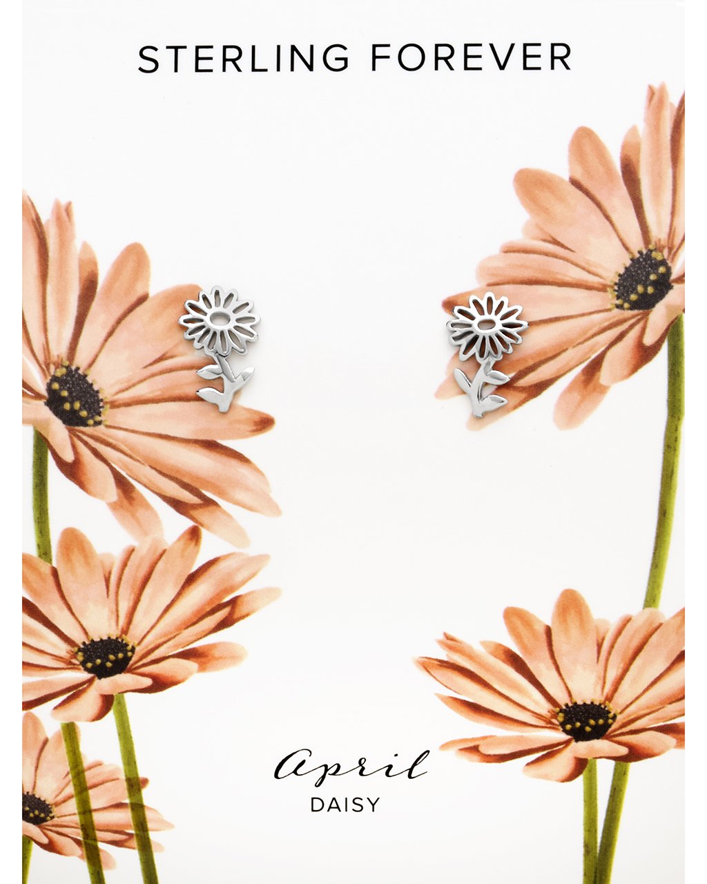 Sterling Silver Birth Flower Stud Earrings