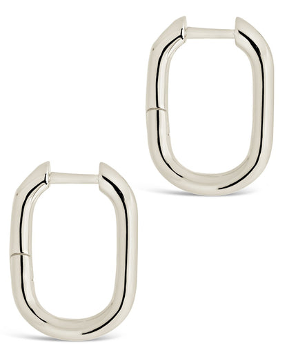 Sterling Silver Rectangle Huggie Hoop Earrings