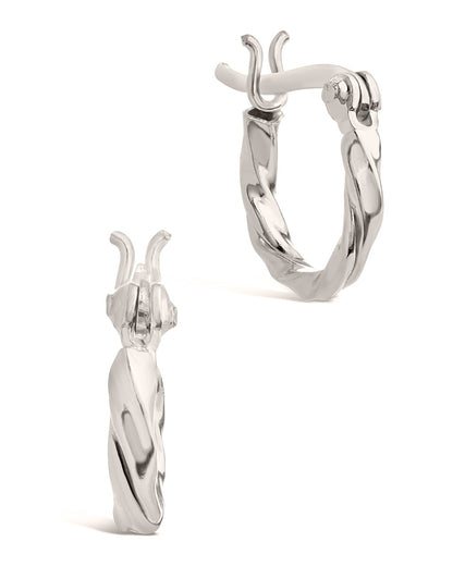 Sterling Silver Simple Twist Hoop Earrings