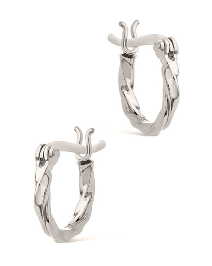 Sterling Silver Simple Twist Hoop Earrings