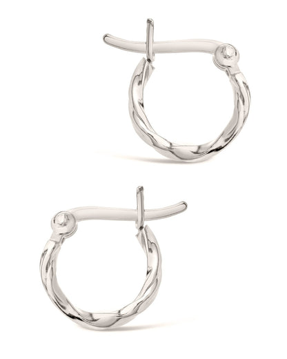Sterling Silver Simple Twist Hoop Earrings