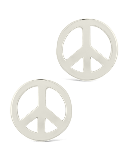 Sterling Silver Peace Sign Studs