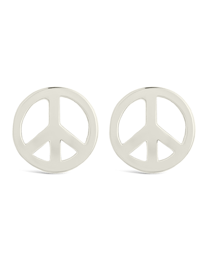 Sterling Silver Peace Sign Studs