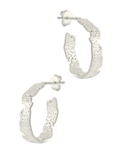 Sterling Silver Mary Textured Hoop Earrings