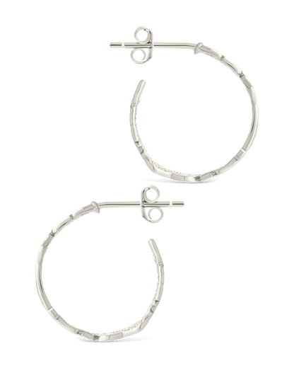 Sterling Silver Mary Textured Hoop Earrings