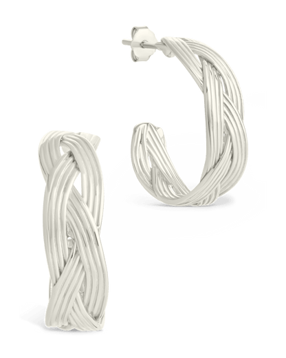Sterling Silver Janet Ribbed Hoop Earrings