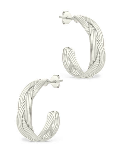 Sterling Silver Janet Ribbed Hoop Earrings