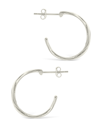 Sterling Silver Janet Ribbed Hoop Earrings