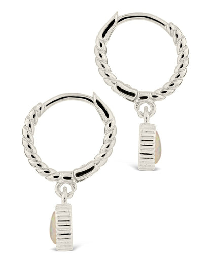 Meredith Braided Opal Heart Drop Hoop Earrings