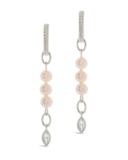 Ivanna CZ Charm Pearl Dangle Earrings