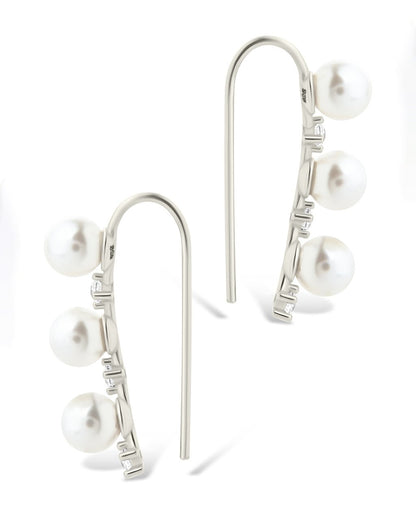 Sterling Silver Siena CZ & Pearl Threader Earrings