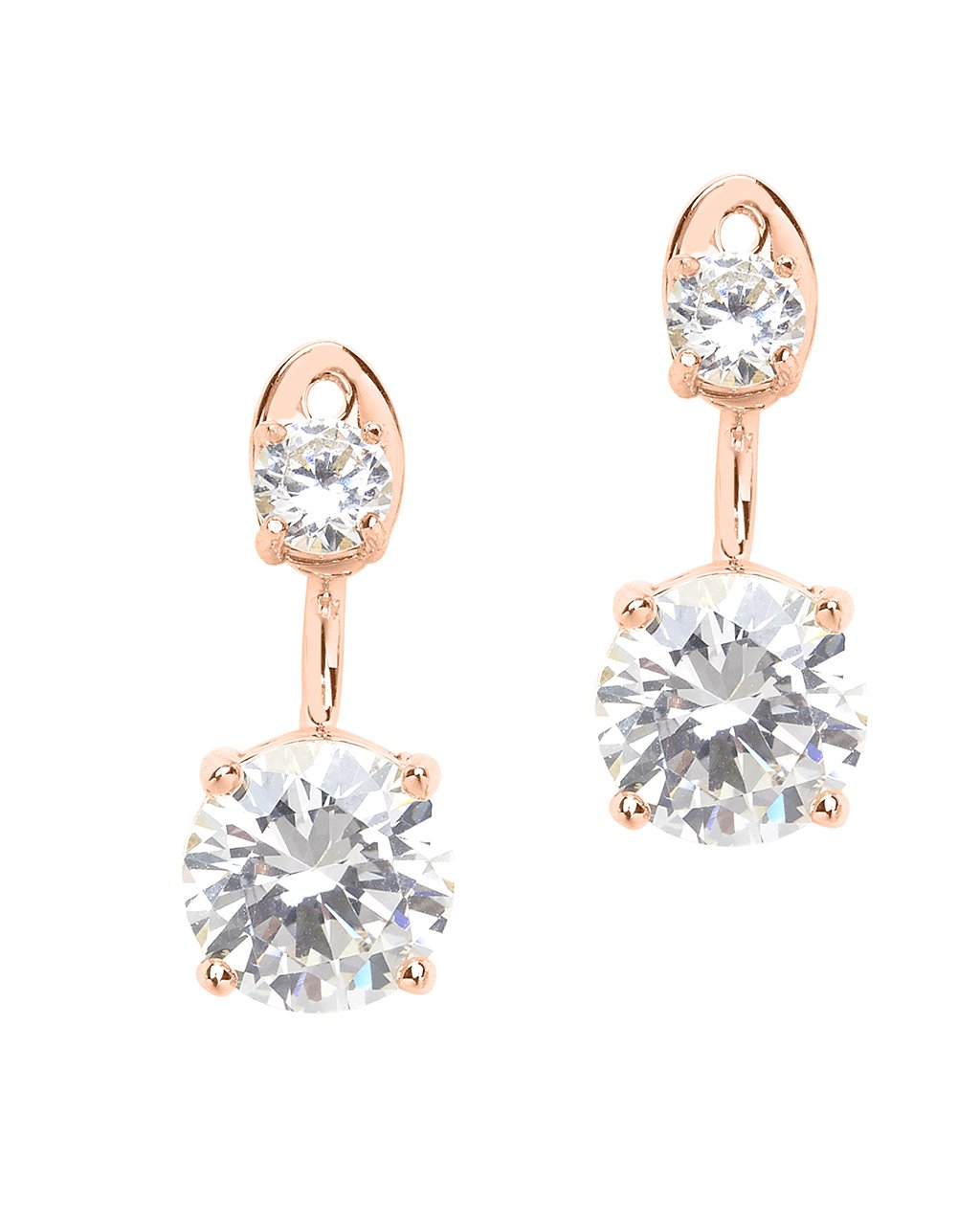 Sterling Silver Brilliant CZ Stud Jacket Earrings