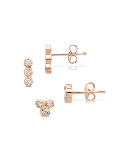 Sterling Silver 2pc Bezel Stud Set