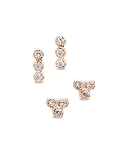 Sterling Silver 2pc Bezel Stud Set