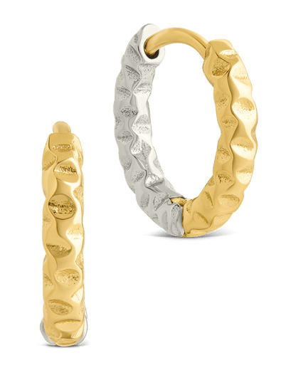 Sterling Silver Augustina Textured Dual Tone Hoops